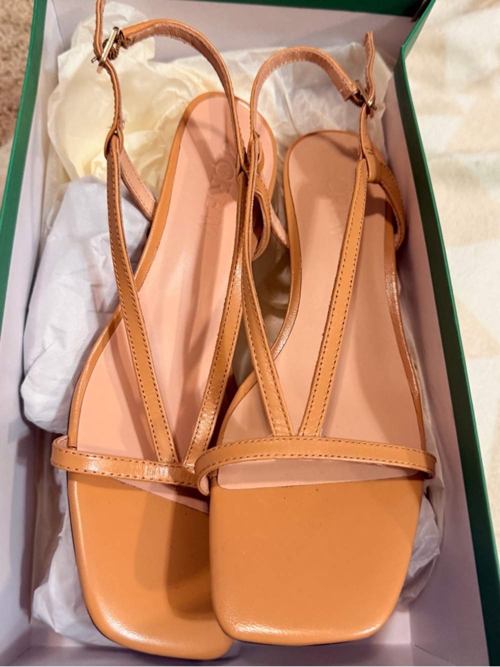 J crew Krista slingback kitten-heel sandals in leather English fawn - Picture 4 of 7